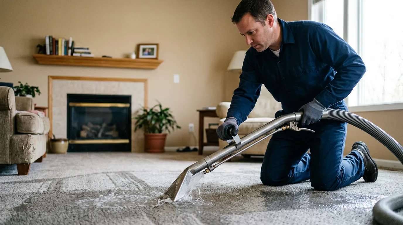 Water damage restoration technician working near Fidelity, IL